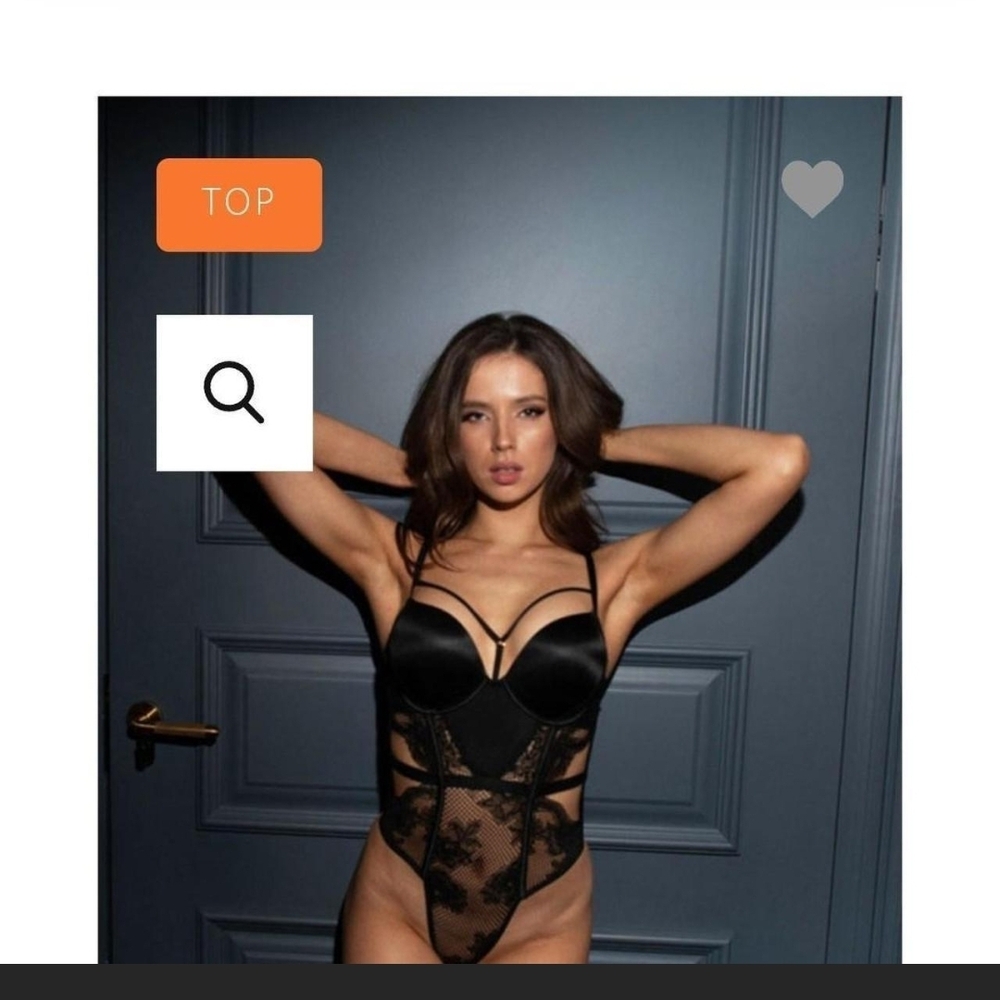 Victoria's Secret Black Satin and Lace Bodysuit